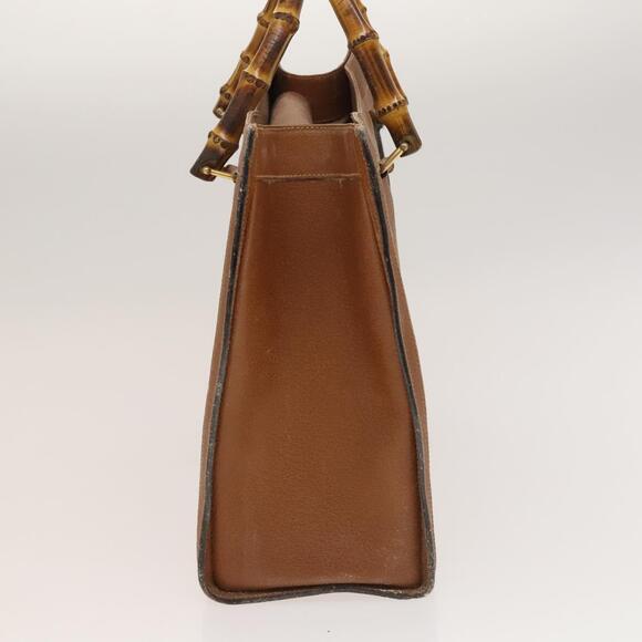 GUCCI Bamboo Hand Bag Leather Brown Gold - Picture 5 of 12